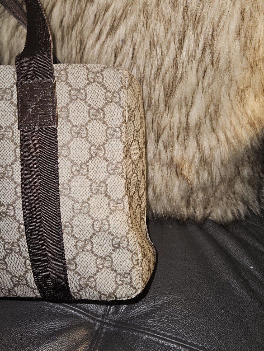 Gucci Beige/Brown GG Coated Canvas Tote with Dark Brown Straps - Picture 7 of 12